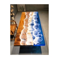 Table à manger en bois massif et résine époxy la plus populaire, design européen, pour ferme, appartement, parc