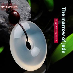 Liontin kalung pasangan liontin giok wanita pria trendi gesper keamanan batu akik es Brazil liontin kalung Budha laut - Product Image 6