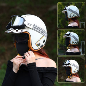 <span class=keywords><strong>Casque</strong></span> 3/4 rétro certifié 3C pour femme, idéal pour l'été, la moto, le scooter, les balades et les trajets quotidiens, toutes saisons, avec visière transparente - Product Image 4