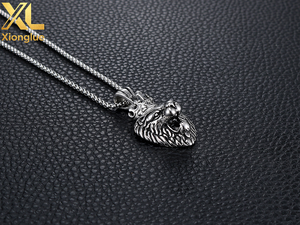High Quality Hips Hop Classic Stainless Steel Titanium <b>Crown</b> <b>King</b> Charm Pendant Head Necklace for Men Jewelry - Product Image 4