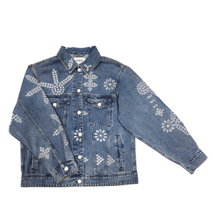Bufa Jean Factory, ropa de <span class=keywords><strong>mujer</strong></span> personalizada, chaqueta vaquera de gran tamaño para <span class=keywords><strong>mujer</strong></span>, abrigos elegantes, chaqueta vaquera con bordado calado - Product Image 1