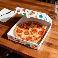 Boîte à pizza en carton ondulé avec logo personnalisé, 7, 8, 9, 10, 12 pouces, résistante à la graisse, avec assemblage facile pour la livraison de pizzas en pizzeria