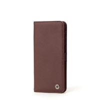 Dompet Bifold Wanita Kulit Saffiano Pemblokir RFID Minimalis Ramping Penutup Kancing Kustom