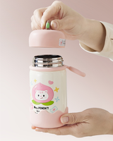 Seaygift 300/500ml Mini Termos Lucu Motif Apel dengan Tutup Stainless Steel untuk Dewasa, Vacuum Insulated Anti Bocor Dinding Ganda untuk Pesta