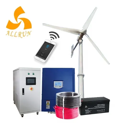 WIFI APPオールインワン15kw 5kw 10kw風車電力生産用水平風力発電3KW/風力タービン8000w