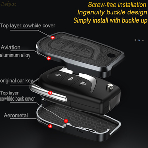 Elegante custodia per chiave auto in lega di alluminio in pelle per <span class=keywords><strong>Toyota</strong></span> Hilux Corolla <span class=keywords><strong>avensis</strong></span> Prado Fortuner RAV4 CHR accessori - Product Image 2