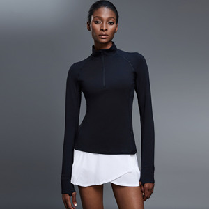 Abbigliamento da palestra a manica lunga t-shirt Yoga mezza cerniera da donna - Product Image 5