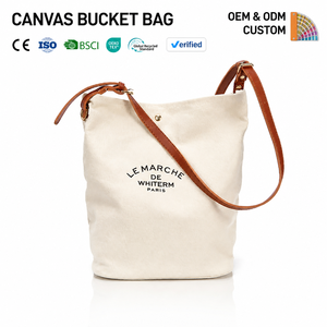 Canvas Bucket <b>Bag</b> Custom Letter Printed <b>Tote</b> Shoulder Shopping <b>Bag</b> Large Capacity for Daily <b>Travel</b> Beach Outdoor SH Vietnam - Product Image 1