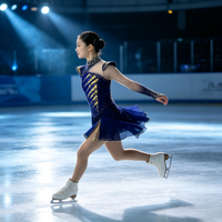 Costume de patinage artistique bleu marine et or, col montant, manches longues en maille, dos ouvert, jupe à strass pour filles et enfants, danse sur glace