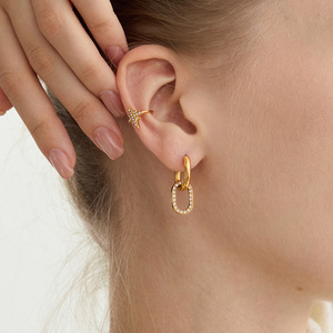 ต่างหูแบบหนีบรูปดาว โทนสีทอง ประดับเพชรซิร์คอน เครื่องประดับสำหรับงานปาร์ตี้สำหรับผู้หญิง - Product Image 2