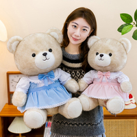 Peluche Ours en Peluche Kawaii avec Robe à Nœud en Dentelle et Jupe Amovible, Poupée Douce, Décoration d'Intérieur, Cadeau d'Anniversaire pour Enfants