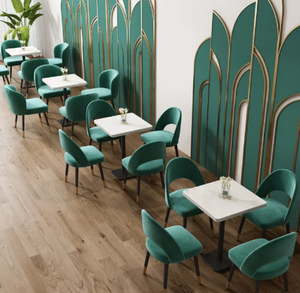 Mesa de mármol transpirable terciopelo cabina sofá Marco de hierro <span class=keywords><strong>comida</strong></span> rápida restaurante café Hotel Mesa creativa y silla muebles - Product Image 2