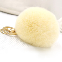 Porte-clés en fourrure synthétique de lapin, pompon moelleux, écologique, personnalisable, vente en gros, pour filles