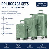Valise cabine rigide en polypropylène avec logo personnalisé, texture ondulée, couleurs assorties, assortiment de vente au détail