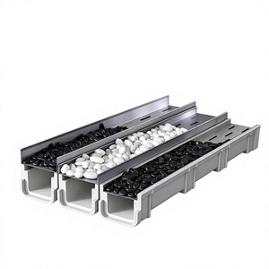 Caniveau en résine composite SMC en forme de U et revêtement en galets : Solution de drainage extérieur pour un drainage rapide du sol à fort débit. - Product Image 1
