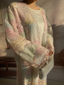 <span class=keywords><strong>Moda</strong></span> Modesta Kimono Ricamato con Perline Cardigan Aperto Abaya Femminile Musulmana Nuova <span class=keywords><strong>Moda</strong></span> MSL883 - Product Image 2