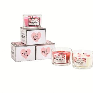 Bougies parfumées semi-artisanales en verre cylindrique tricolore, sans fumée, fournie directement par l'usine, parfaites pour la Saint-Valentin - Product Image 5