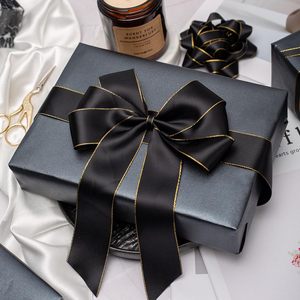 Yarcony Shimmer Charcoal Black <b>Wrapping</b> <b>Paper</b> 17 Inches X 16.5 Feet Pearly Lustre Gift Wrap Solid Color - Product Image 3