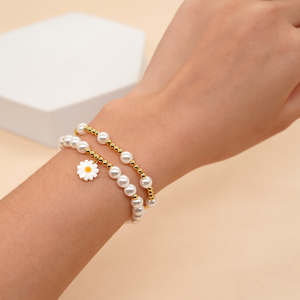 Nueva Joyería de Moda Bohemia, Conjunto de Pulseras de Cuentas Chapadas en Oro para Chicas de Playa, con Dijes de Estrella, Corazón y Margarita, y Perlas - Product Image 4