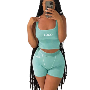 Di alta qualità da donna Loungewear a coste senza cuciture Set <span class=keywords><strong>per</strong></span> il Fitness con scollo Scoop canottiera primavera ed estate abiti 2025 <span class=keywords><strong>abbigliamento</strong></span> donna - Product Image 2