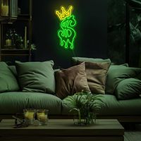 Letrero Luminoso LED USB Ajustable con Diseño de Corona y Dólares, Decoración de Pared de Acrílico Personalizada para Tiendas, Locales de Juegos, Bares y Pubs
