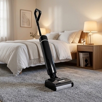 Machine de nettoyage de sol tout-en-un 180 ° Serpillère aspirante à plat avec fonction autonettoyante, aspirateur humide et sec pour sols durs