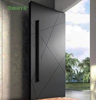 Porte d'entrée pivotante contemporaine à axe décalé, matériau de panneau premium, finition lisse, ouverture à double battant, amélioration de l'entrée de maison de luxe