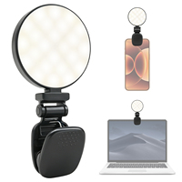 K&F Concept Lampe d'appoint LED portable rechargeable 3-en-1 noire 600 mAh pour téléphone, iPad, tablette et PC