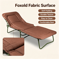 Lit de camping pliable à 5 positions réglables avec cadre métallique, chaise longue inclinable portable pour le camping, la plage, la piscine et l'extérieur