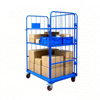 Chariot de transport pour supermarché, cage à roulettes, cadre en acier inoxydable, robuste, 4 roues, conteneur