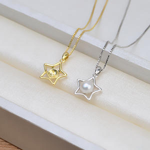 Juego de Colgantes de Pentagrama de Plata S925 para Mujer, Accesorios de Joyería de Perlas DIY con Bandeja Vacía, Conjuntos de Joyería de Moda 1382 - Product Image 4