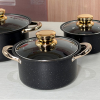 Nouvel ensemble de casseroles en acier inoxydable pour la cuisine, jeu de casseroles, ustensiles de cuisine, ensemble de casseroles noires pour soupe et poêles