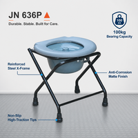Chaise de toilette pliante portable avec siège amovible, seau facile à nettoyer, cadre antidérapant et stable, compacte pour usage domestique