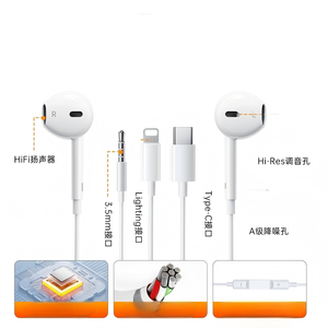 Écouteurs filaires de <span class=keywords><strong>bonne</strong></span> <span class=keywords><strong>qualité</strong></span>, couleur blanche, écouteurs filaires pratiques pour téléphone - Product Image 1