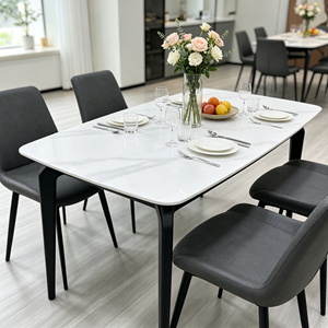 Mesa de Comedor Rectangular Moderna de Mármol con 6 Sillas, Diseño Minimalista, Muebles para el Hogar - Product Image 5