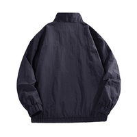 Blouson Bomber en Jean Léger Noir Satiné Personnalisé avec Fermeture Éclair, Style Universitaire Décontracté, Veste de Pilote, Streetwear
