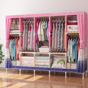 中国Diyモダンベッドルーム折りたたみ可能木製布ワードローブ食器棚収納キャビネット子供生地ポータブルクローゼット - Product Image 6