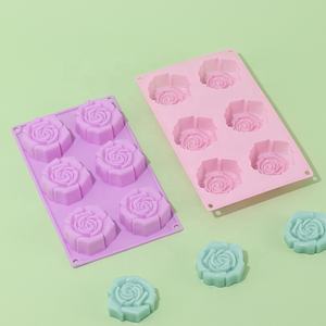 Wholesale BPA Free Red Silicone <strong>Rose</strong> Mold 6 Cavities Cake Fondant Mould Ice Cream <strong>Tub</strong> Tools Dishwasher Safe Oven Safe Food Grade - Product Image 5