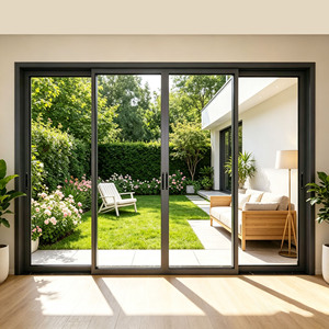 Puerta Corredera de Aluminio con Rotura de Puente Térmico de Alta Resistencia para Exteriores, Puertas de Patio de Vidrio para Viviendas Residenciales y Villas - Product Image 1