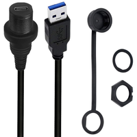 Câble USB 3.1 Type C coaxial torsadé mâle-femelle étanche pour montage encastré sur tableau de bord de voiture personnalisé