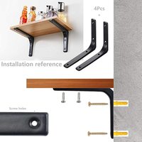Étagère murale triangulaire incurvée en métal neuve, support de table, quincaillerie triangulaire pour meubles, pour montage
