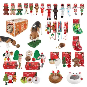 Venta al por mayor All For Paws AFP Christmas Series Pet Dog Cat Toys Masticar Cuerda Látex Squeaky Chew Toy Cat Teaser Wand Toy con Catnip