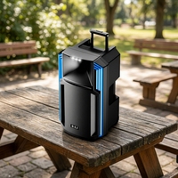 BA-L1505 Altavoz con Ruedas para DJ Profesional de 15 Pulgadas, Micrófonos Dobles, Alta Potencia, para Eventos, Certificación CE RoHS, Personalizable de Fábrica, Entrega Rápida en 7 Días, Venta al Por Mayor