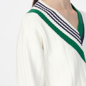 <span class=keywords><strong>Maglia</strong></span> a manica lunga nuovi vestiti autunnali da donna maglione <span class=keywords><strong>oversize</strong></span> bianco scollo a v - Product Image 3