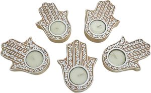 Porte-bougies décoratifs élégants en bois faits à la main avec impression au bloc, pour Diwali, culte, Noël, mariages et cadeaux de pendaison de crémaillère - Product Image 3