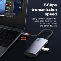 Hub USB C LDNIO DS-15U 5 en 1, 4 ports USB 3.0 5 Gbps et charge PD 100 W, adaptateur multiport type C, station d'accueil pour ordinateur portable et tablette