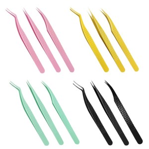 Pinces à cils, pinces à plumes dorées, pinces en acier inoxydable, pinces texturées colorées antidérapantes, pinces à cils à bout arrondi pour débutants - Product Image 5