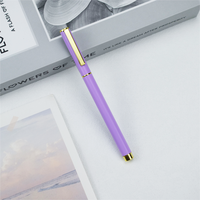 Stylo bille élégant en métal pastel, fin, avec capuchon doré et clip, rechargeable, mignon, cadeau de papeterie de bureau pour femmes