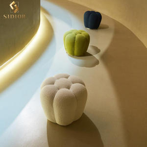 <span class=keywords><strong>Pouf</strong></span> Ottomano Rotondo di Lusso in Schiuma PU e Velluto Stile Francese per Hotel e Soggiorno Sgabello Panchina di Design Moderno - Product Image 4
