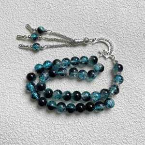 33pcs 10mm Cracked <b>Glass</b> Muslim Prayer <b>Beads</b> Islamic Tasbih Dhikr Rosary <b>Bracelet</b> for Daily Worship Meditation - Product Image 5